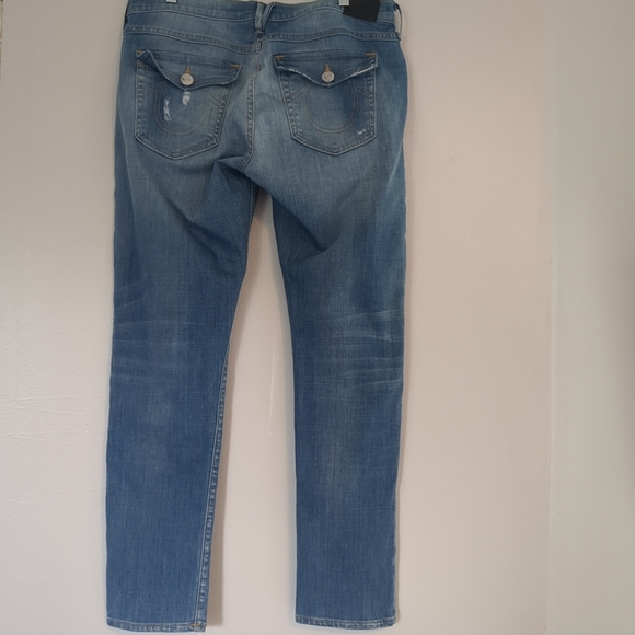 True Religion Jeans Women's 33X29 Distressed Audrey Slim Boyfriend Thrashed USA - Picture 5 of 13